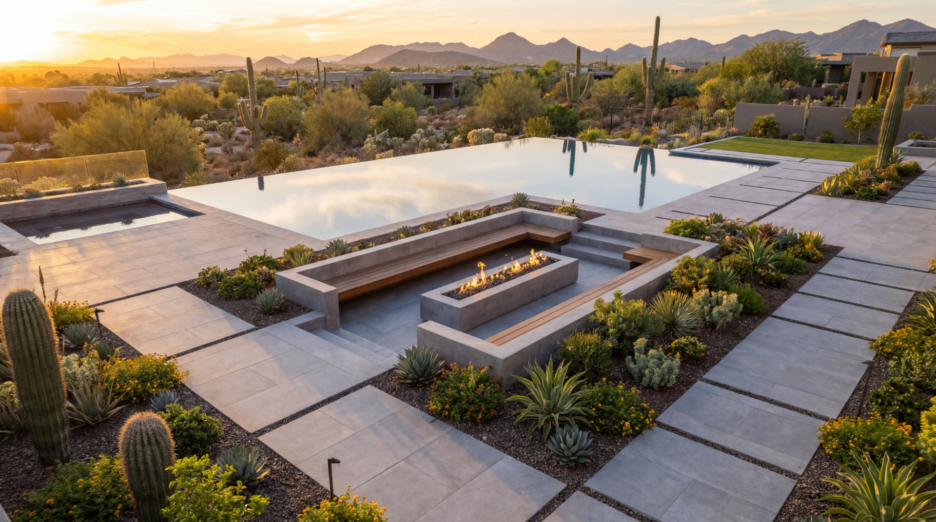 Aerial of luxury Arizona backyard